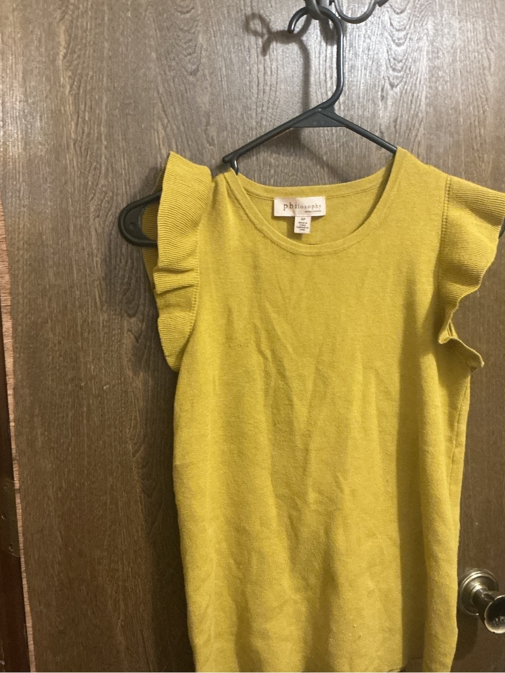 Philosophy Mustard Yellow Ruffle Sleeve Knit Tank